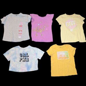 Huge Lot 5 Girls Short Sleeve Tops Tees Crop Cropped Shirts Graphic Cute T-shirt